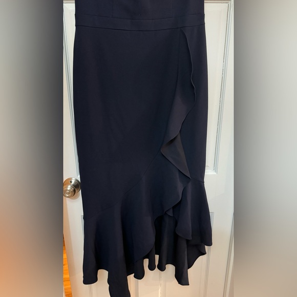 AQUA Ruffled Asymmetrical Hem Dress - Navy - Picture 2 of 5